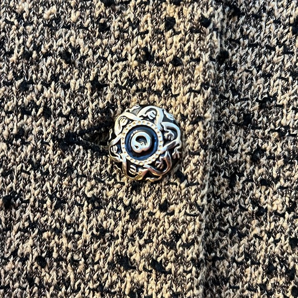 Brand St. John, size 8, Santana knit 3/4 length jacket. Beige and black. - Picture 4 of 6